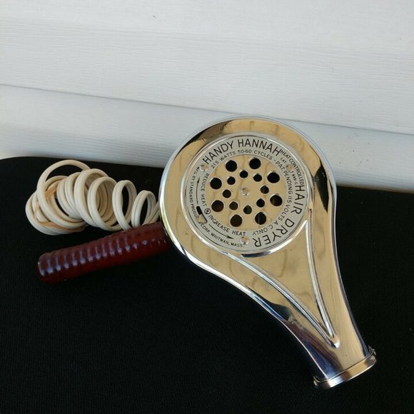 Antique 50s Hair Dryer Handy Hannah Chrome Heat Controlled Cat.995-C-Woo… - Picture 2 of 9